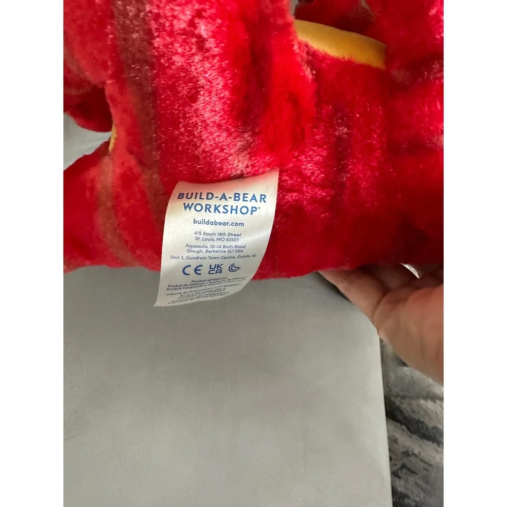 Build-A-Bear Workshop Red Striped T-Rex Dinosaur Plush 15 Inch Stuffed AnimalEUC
